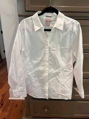 Chico's Light Classic White Wrinkle-Resistant Blouse size 3